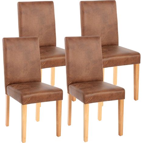 [NON UTILIZZATO] Set 4x sedie Littau tessuto soggiorno cucina sala da pranzo effetto scamosciato 56x43x90cm piedi chiari