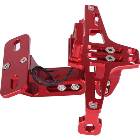 Support de Plaque d'Immatriculation Moto Réglable en Aluminium avec Éclairage Rouge (1/2)