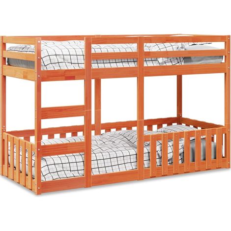 Etagenbett Wachsbraun 75x190 cm Massivholz Kiefer