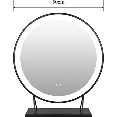 Specchio cosmetico rotondo, specchio per il trucco luminoso, 50 50 cm, 6500 k, dimmerabile in tre colori -
