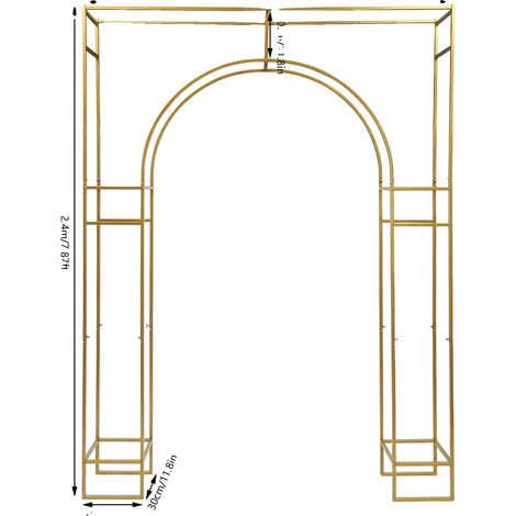 Support d'Arche de Mariage, Construction Durable, Facile à Transporter, L, Or (1/2)