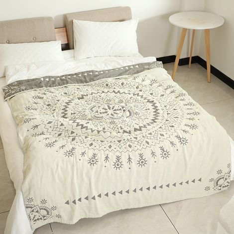 [LCS]Couverture de lit en coton et bambou Layers, ultra douce, style bohème et respirante, couleur 1, 200 x 230 cm (1/5)