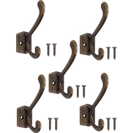 Solid Iron Coat Hooks Towel Rack Antique Bronze Design (1/4)