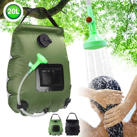 Douche de camping solaire d'extérieur 20 L (5 gallons) – Vert kaki-DELKEVIC (1/4)