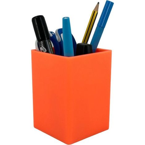 Pot à crayons - Forme carré - Couleurs fluo - 7x7x10cm - Apli (1/5)