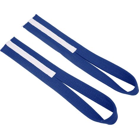 Lot de 2 sangles de levage en toile antidérapante pour poignets, renforçant la résistance et la forme des enroulements, pour le levage de poids (bleu). (1/5)