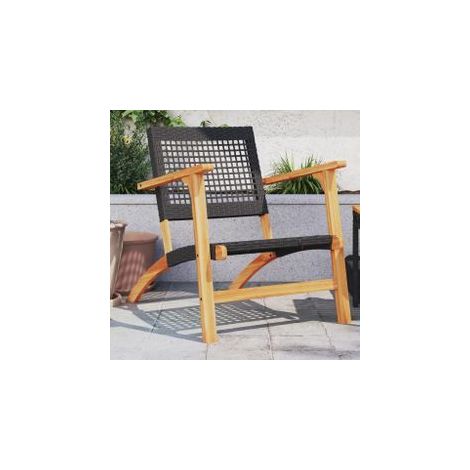 Chaises de jardin lot de 2 noir résine tressée et bois d’acacia (1/5)