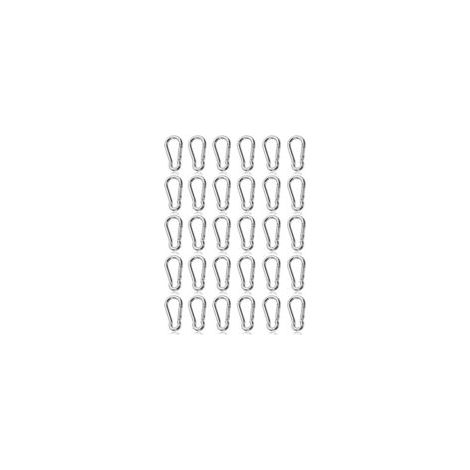 Lot de 30 mini-mousquetons (40 mm) – Mousqueton à ouverture rapide léger, jusqu'à 50 kg, pour sacs à dos, camping et activités de plein air