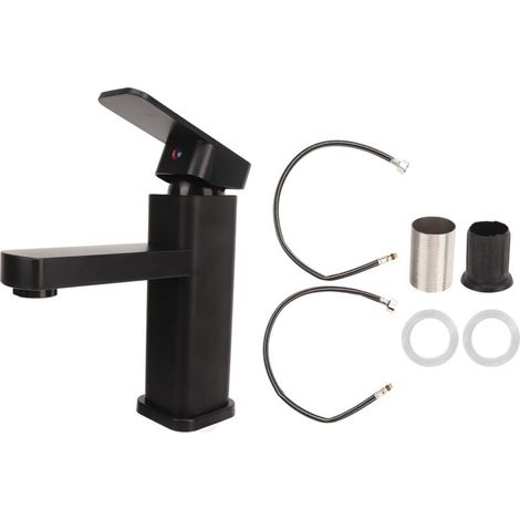 Mitigeur de lavabo réglable en acier inoxydable – Finition triple chrome – Design sans goutte – Bobine à levier unique – Pour pression basse et haute (1/5)