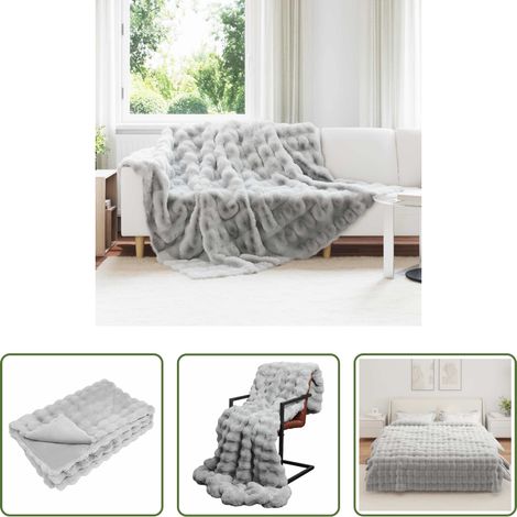 Kunstfell Decke - Rutschfeste Kunstfell Decke Olite Grau 220 x 240 cm Polyester (1/5)
