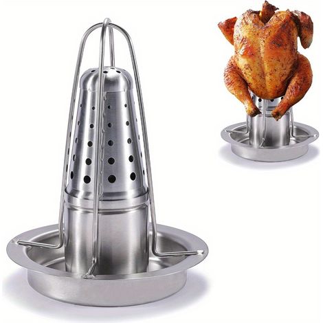 Plat à rôtir en acier inoxydable avec récipient à assaisonnement - idéal pour griller et fumer, accessoires de barbecue (1/5)