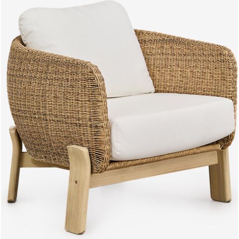 SKLUM Leilan Gartensessel aus Akazienholz und synthetischem Rattan Helles Akazienbraun (1/5)