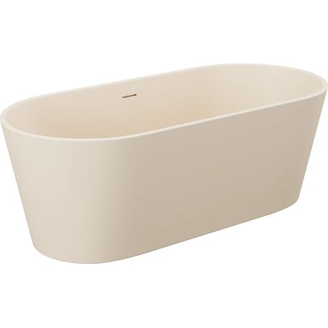 Vasca da bagno ovale freestanding - 159 x 74 x 56 cm - Acrilico - Beige opaco - 255L - LUZECA