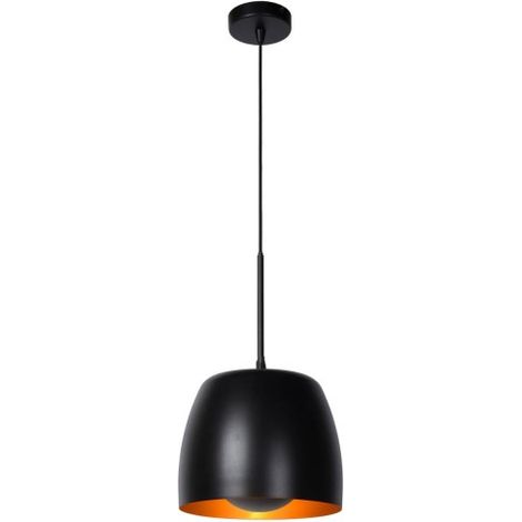 Lampada a sospensione loft nera interno oro Nolan E27 Lucide