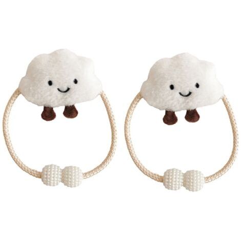 Lot de 2 embrasses de rideaux - Nuages de dessin animé - Avec corde - Nuages 3D - Pour décoration de chambre d'enfant - Blanc (1/5)