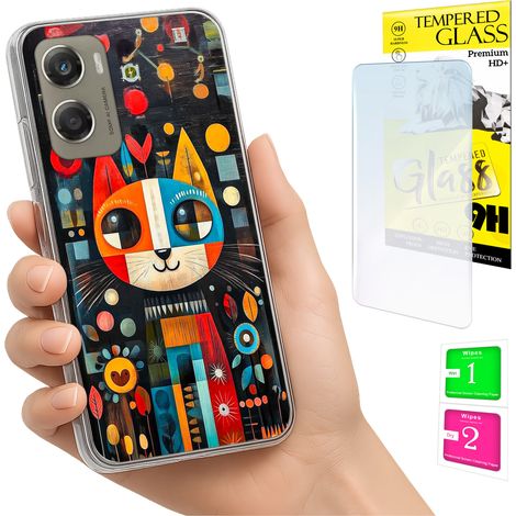 Funda para Motorola Moto G06 / G06 Power, cubierta trasera con diseño de gato y cristal (1/5)