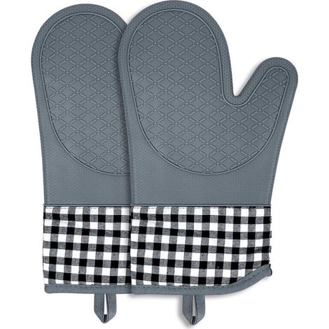 Silikon-Ofenhandschuhe mit geriffeltem Rand – 2-teilig Hitzebeständig bis 260 °C, rutschfest und abwaschbar Für Küche, Backen und Grillen (1/5)