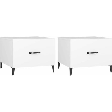 Maison Exclusive - Couchtische mit Metallbeinen 2 Stk. Weiß 50x50 (1/5)