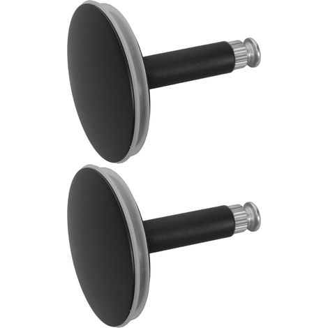 2 bouchons trop-plein, Ø43 mm, métal, noir, attrape-cheveux (1/5)