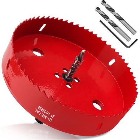 Scie Cloche 155mm, HSS M42 Bi-Métal Scies-cloches Bois 1 Pièce Rouge (1/5)