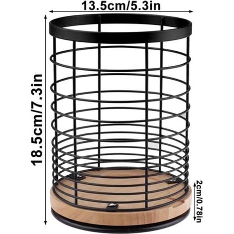 Porte Couverts Rotatif 360°,Porte Ustensiles Cuisine en Acier Inoxydable,13,5×13,5×18,6 cm,Noir (1/4)