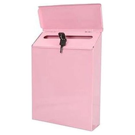 Abschließbarer Wandbriefkasten mit Schlüssel. geeignet für Homeoffice. Rosa (1/4)