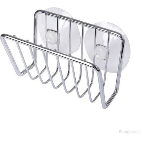 TuseRxln Porte-Éponge - Supports pour Éponge - Modèle Compact avec Ventouse Forte - 1 Pièce - Cuisine et Salle de Bain Argent (1/5)