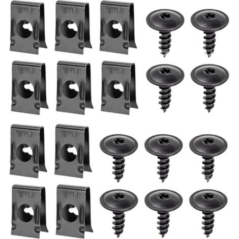 Kit d'Attaches U et Vis pour Voiture - Lot d'Agrafes et Vis pour Véhicules - Accessoires Réparation Fixation Antirouille pour Camping-Cars Camions Habillage Intérieur Pare-Chocs (1/4)