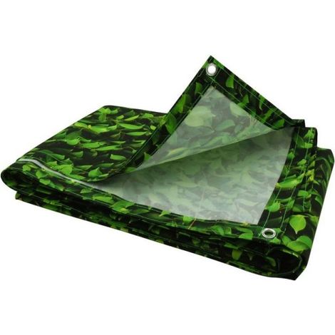Brise vue imprimé feuillage vert avec oeillets - 1.5 x 5 - SIZE/COLOR