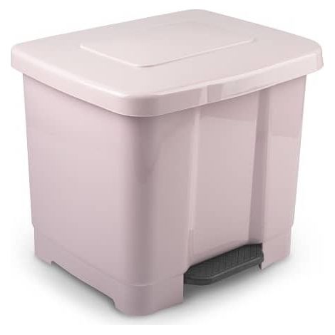 Cubo basura reciclaje plastico apertura pedal 35 Litros Rosa claro (1/2)