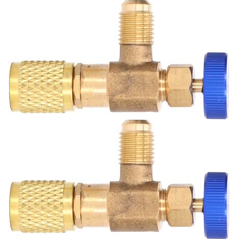 Lot de 2 vannes de réfrigération pour climatisation, adaptateur de charge de fluorure pour R22, R404 et R407, filetage 1/4 SAE. (1/5)