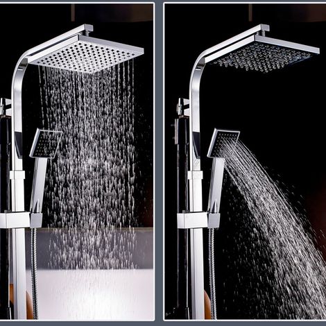 Auralum Système de Douche Carré Colonne de Douche avec Mitigeur Colonne de Douche Thermostatique Design Unique Système de Douche Corps en Laiton