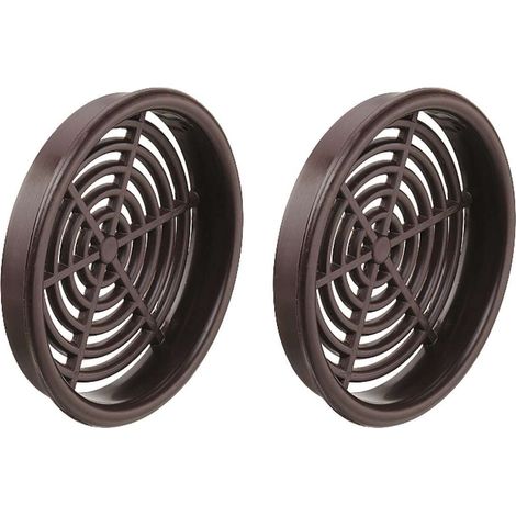 Cyclingcolors – Lot de 2 grilles d'aération rondes en plastique marron – Ø65mm – Installation encastrée – Passage d'air 13.5 cm² – Pour ventilation plafond/mur