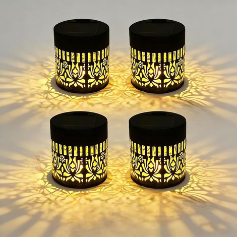 Lot de 2 lampes solaires décoratives en métal à énergie solaire pour terrasse, clôture, mur, clôture, jardin, terrasse, jardin (1/5)