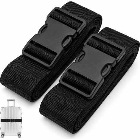 2-Piece Adjustable Luggage Straps with Buckle, 180 x 5 cm with Safety Buckle, Suitcase Belt, Travel Accessory for Luggage, Bags, Trolleys and Cabin Suitcases (1/5)