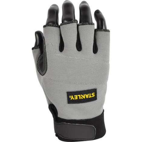 Stanley – Gants de manutention mitaines 5 doigts – Renforts caoutchoutés pour adhérence – Protection jointures rembourrée – Norme EN388 2222X