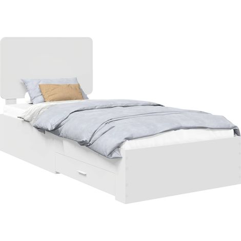 Maison Exclusive - Bettrahmen mit Kopfteil Weiß 90 x 190 cm Holzw