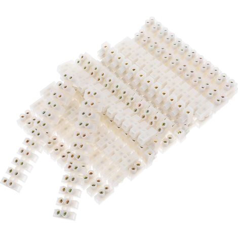Lot De 20 Bornier à Vis Blanc Double Rangée 12 Positions 10a Pour Connexion Électrique Domestique Barrette De Raccordement Fiable Et Compacte Pour Armoire Distribution Électrique (1/5)