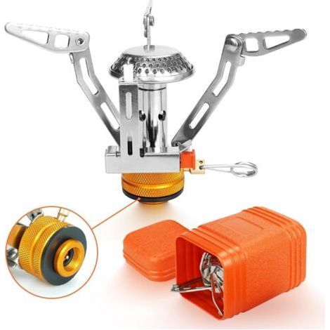 Réchaud de camping à gaz, réchaud à gaz de camping coupe-vent WEIOPE, réchaud pliable portable 3000/3500 W avec bouton d'allumage, mini brûleur à gaz pour camping/randonnée/utilisation en extérieur (1/5)