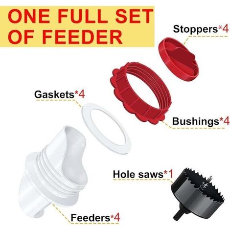 Distributeur automatique de nourriture pour poulets à 4 ports, kit à monter soi-même pour une alimentation par gravité dans des seaux, des barils et des conteneurs.-AquaForge (1/4)