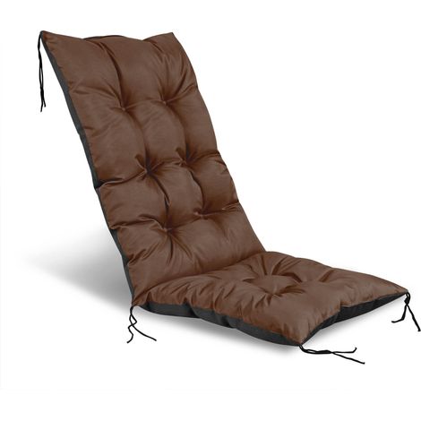 Cojín de jardín de 50x50x80 cm para silla, impermeable, marrón.
