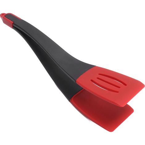Ustensiles de cuisine, spatule en silicone 3 en 1, spatule combinable étanche, pince à steak, spatule à poisson frit, pince à embouts résistants à la chaleur (rouge et noir) (1/5)
