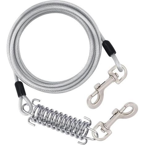 Câble d'attache pour chien de 5 m de diamètre - Chaîne robuste avec absorption des chocs - Pour le camping en plein air - Pour chiens de petite et grande taille jusqu'à 150 kg