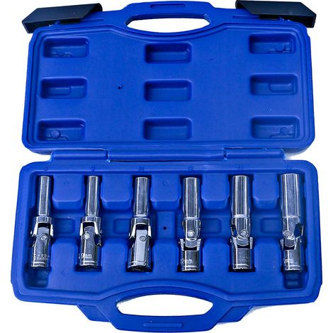 Set kit 6 chiavi bussola snodate per candelette auto diesel da 8 a 16 mm 3/8" (1/3)
