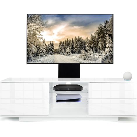 Homeology Avitus Gloss White with 4-White Drawers and 3-Shelves up to 65" LED, LCD, Plasma TV Stand with Mounting Arm (1/5)