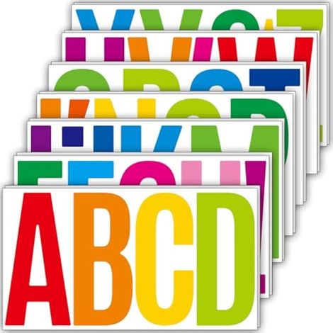 Lot de 14 feuilles d'autocollants en vinyle avec lettres de l'alphabet - 15 cm - Imperméables - Pour extérieur, panneaux et boîtes aux lettres, fenêtre (multicolore) (1/4)
