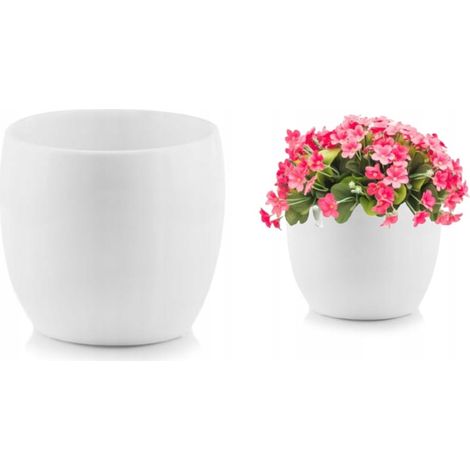 Pot de fleurs en céramique, boule blanche, 15x12cm, décoratif (1/2)