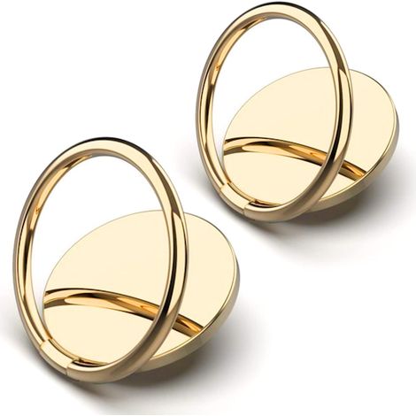 [Lot de 2] Support de bague de téléphone compact, rond et scintillant, rotatif à 360 degrés et ajustable à 180 degrés (doré) (1/5)