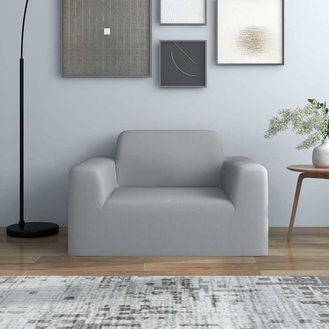 vidaXL Stretch Couch Slipcover Grey Polyester Jersey (1/5)