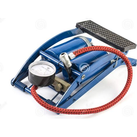 TrAdE Shop Traesio - Pompa Gonfiatore A Pedale Doppio Cilindro Per Pneumatici Professionale 2 Tubi -